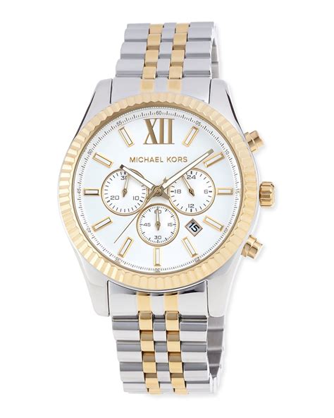 michael kors lexinton women watch|oversized lexington two tone watch.